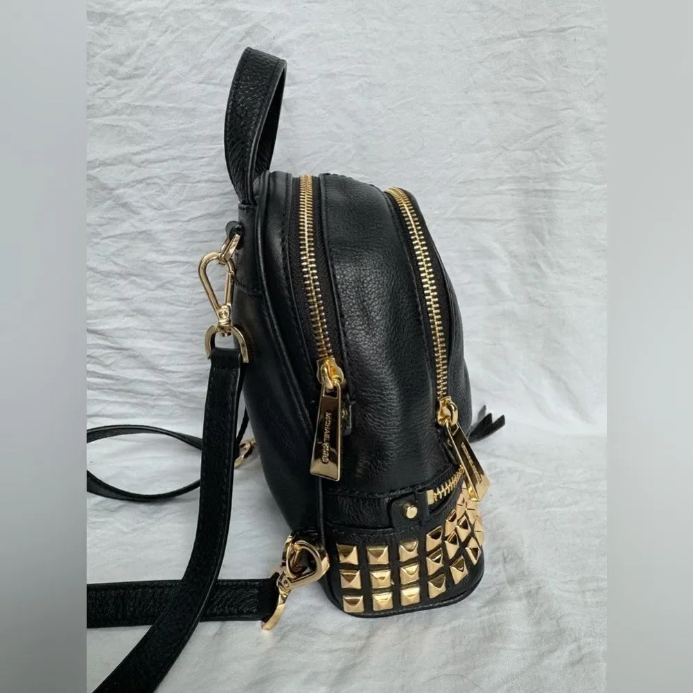 Michael Kors Mini Rhea Black Studded Backpack - Picture 3 of 6